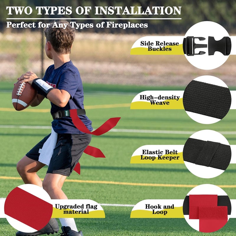Hilhook Flag Football Belts, 14 Player Flag Football Set with 42 Flags for Kids Youth and Adults Training Equipment - Image 4